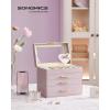 imageSONGMICS Jewelry Box Organizer with Glass Lid 4Layer Jewelry Storage with 3 Drawers Modern Style 6 x 99 x 85 Inches Lavender Purple and Gold Color UJBC161P01