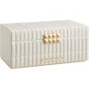 imageSONGMICS HOME Large Capacity Jewelry Box with Mirror Jewelry Organizer with a Drawer PU Surface with Stitching 106 x 15 x 63 Inches Cloud White ANAH Collection UJBC184W01