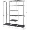 imageSONGMICS Portable Clothes Closet NonWoven Fabric Wardrobe with 2 Hanging Rods 9 Storage Shelves Storage Organizer Black URYG12H