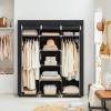 imageSONGMICS Portable Clothes Closet NonWoven Fabric Wardrobe with 2 Hanging Rods 9 Storage Shelves Storage Organizer Black URYG12H