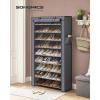 imageSONGMICS 10Tier Shoe Rack Shoe Storage Cabinet with Dustproof Cover FreeStanding Storage Organizer for Closet Entryway Hold 20 Pairs of Shoes for Sneakers High Heels Gray URXJ034GN02Grey