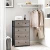 imageSONGMICS Drawer Dresser for Storage with 5 Fabric Drawers Wooden Front and Top for Living Room Hallway Nursery Brown and Black ULGS45HGreige