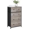 imageSONGMICS Drawer Dresser for Storage with 5 Fabric Drawers Wooden Front and Top for Living Room Hallway Nursery Brown and Black ULGS45HGreige