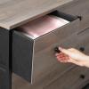imageSONGMICS Drawer Dresser for Storage with 5 Fabric Drawers Wooden Front and Top for Living Room Hallway Nursery Brown and Black ULGS45HGreige
