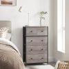 imageSONGMICS Drawer Dresser for Storage with 5 Fabric Drawers Wooden Front and Top for Living Room Hallway Nursery Brown and Black ULGS45HGreige