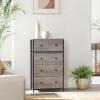 imageSONGMICS Drawer Dresser for Storage with 5 Fabric Drawers Wooden Front and Top for Living Room Hallway Nursery Brown and Black ULGS45HGreige