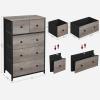 imageSONGMICS Drawer Dresser for Storage with 5 Fabric Drawers Wooden Front and Top for Living Room Hallway Nursery Brown and Black ULGS45HGreige