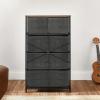 imageSONGMICS Drawer Dresser for Storage with 5 Fabric Drawers Wooden Front and Top for Living Room Hallway Nursery Brown and Black ULGS45HRustic Brown