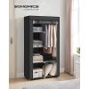 imageSONGMICS Portable Closet Fabric Wardrobe Clothes Rack with Shelves Pockets Large Capacity 4 Hanging Rods 744 x 177 x 709 Inches Black URYG011BZ02Black