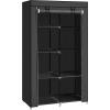 imageSONGMICS Portable Closet Fabric Wardrobe Clothes Rack with Shelves Pockets Large Capacity 4 Hanging Rods 744 x 177 x 709 Inches Black URYG011BZ02Black