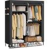 imageSONGMICS Portable Closet Fabric Wardrobe Clothes Rack with Shelves Pockets Large Capacity 4 Hanging Rods 744 x 177 x 709 Inches Black URYG011BZ02Black