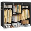 imageSONGMICS Portable Closet Fabric Wardrobe Clothes Rack with Shelves Pockets Large Capacity 4 Hanging Rods 744 x 177 x 709 Inches Black URYG011BZ02Black