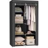 imageSONGMICS Portable Closet Fabric Wardrobe Clothes Rack with Shelves Pockets Large Capacity 4 Hanging Rods 744 x 177 x 709 Inches Black URYG011BZ02Black