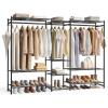 imageSONGMICS Portable Closet Wardrobe Clothes Rack Closet Organizers and Storage Freestanding Clothing Rack with 7 Shelves 2 Hanging Rods Metal Frame Rack for Bedroom Entryway Black ULGR010BZ03S813L