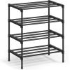 imageSONGMICS 2Tier Shoe Rack for Closet Compact Metal Shoe Organizer Shelf for Entryway Bedroom Small Spaces Stackable 118 x 177 x 122 Inches Black ULSA112BH01Black