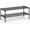 imageSONGMICS 2Tier Shoe Rack for Closet Compact Metal Shoe Organizer Shelf for Entryway Bedroom Small Spaces Stackable 118 x 177 x 122 Inches Black ULSA112BH01Black