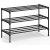 imageSONGMICS 2Tier Shoe Rack for Closet Compact Metal Shoe Organizer Shelf for Entryway Bedroom Small Spaces Stackable 118 x 177 x 122 Inches Black ULSA112BH01Black