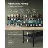 imageSONGMICS Shoe Rack 2Tier Shoe Organizer Fabric Shoe Shelf Storage with 4 Hooks Holds up to 12 Pairs of Shoes HeightAdjustable Shoe Rack for Entryway Hallway Closet Easy Assembly Dove GrayInk Black