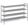 imageSONGMICS Shoe Rack 2Tier Shoe Organizer Fabric Shoe Shelf Storage with 4 Hooks Holds up to 12 Pairs of Shoes HeightAdjustable Shoe Rack for Entryway Hallway Closet Easy Assembly Dove GrayDove Gray