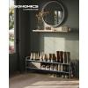 imageSONGMICS Shoe Rack 2Tier Shoe Organizer Fabric Shoe Shelf Storage with 4 Hooks Holds up to 12 Pairs of Shoes HeightAdjustable Shoe Rack for Entryway Hallway Closet Easy Assembly Dove GrayDove Gray