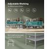 imageSONGMICS Shoe Rack 2Tier Shoe Organizer Fabric Shoe Shelf Storage with 4 Hooks Holds up to 12 Pairs of Shoes HeightAdjustable Shoe Rack for Entryway Hallway Closet Easy Assembly Dove GrayDove Gray