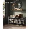 imageSONGMICS Shoe Rack 2Tier Shoe Organizer Fabric Shoe Shelf Storage with 4 Hooks Holds up to 12 Pairs of Shoes HeightAdjustable Shoe Rack for Entryway Hallway Closet Easy Assembly Dove GrayDove Gray