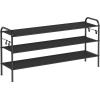 imageSONGMICS Shoe Rack 2Tier Shoe Organizer Fabric Shoe Shelf Storage with 4 Hooks Holds up to 12 Pairs of Shoes HeightAdjustable Shoe Rack for Entryway Hallway Closet Easy Assembly Dove GrayInk Black