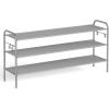 imageSONGMICS Shoe Rack 2Tier Shoe Organizer Fabric Shoe Shelf Storage with 4 Hooks Holds up to 12 Pairs of Shoes HeightAdjustable Shoe Rack for Entryway Hallway Closet Easy Assembly Dove GrayDove Gray