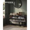 imageSONGMICS Shoe Rack 2Tier Shoe Organizer Fabric Shoe Shelf Storage with 4 Hooks Holds up to 12 Pairs of Shoes HeightAdjustable Shoe Rack for Entryway Hallway Closet Easy Assembly Dove GrayInk Black