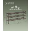 imageSONGMICS Shoe Rack 2Tier Shoe Organizer Metal Shoe Shelf Storage with 4 Side Hooks Holds 18 Pairs of Shoes HeightAdjustable Shoe Rack for Entryway Hallway Closet Ink Black ULMR121B01Chestnut Brown