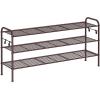 imageSONGMICS Shoe Rack 2Tier Shoe Organizer Metal Shoe Shelf Storage with 4 Side Hooks Holds 18 Pairs of Shoes HeightAdjustable Shoe Rack for Entryway Hallway Closet Ink Black ULMR121B01Chestnut Brown