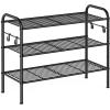 imageSONGMICS Shoe Rack 2Tier Shoe Organizer Metal Shoe Shelf Storage with 4 Side Hooks Holds 18 Pairs of Shoes HeightAdjustable Shoe Rack for Entryway Hallway Closet Ink Black ULMR121B01Ink Black