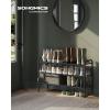 imageSONGMICS Shoe Rack 2Tier Shoe Organizer Metal Shoe Shelf Storage with 4 Side Hooks Holds 18 Pairs of Shoes HeightAdjustable Shoe Rack for Entryway Hallway Closet Ink Black ULMR121B01Ink Black