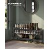 imageSONGMICS Shoe Rack 2Tier Shoe Organizer Metal Shoe Shelf Storage with 4 Side Hooks Holds 18 Pairs of Shoes HeightAdjustable Shoe Rack for Entryway Hallway Closet Ink Black ULMR121B01Chestnut Brown