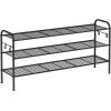 imageSONGMICS Shoe Rack 2Tier Shoe Organizer Metal Shoe Shelf Storage with 4 Side Hooks Holds 18 Pairs of Shoes HeightAdjustable Shoe Rack for Entryway Hallway Closet Ink Black ULMR121B01Ink Black