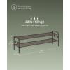 imageSONGMICS Shoe Rack 2Tier Shoe Organizer Metal Shoe Shelf Storage with 4 Side Hooks Holds 18 Pairs of Shoes HeightAdjustable Shoe Rack for Entryway Hallway Closet Ink Black ULMR121B01Chestnut Brown