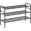 imageSONGMICS Shoe Rack 2Tier Shoe Organizer Metal Shoe Shelf Storage with 4 Side Hooks Holds 18 Pairs of Shoes HeightAdjustable Shoe Rack for Entryway Hallway Closet Ink Black ULMR121B01Ink Black