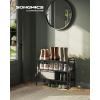 imageSONGMICS Shoe Rack 2Tier Shoe Organizer Metal Shoe Shelf Storage with 4 Side Hooks Holds 18 Pairs of Shoes HeightAdjustable Shoe Rack for Entryway Hallway Closet Ink Black ULMR121B01Ink Black
