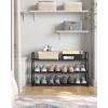 imageSONGMICS Shoe Rack 3Tier Shoe Storage Organizer Metal Shoe Shelf 12 to 15 Pairs Shoes Stackable Shoe Tower for Living Room Entryway Hallway Closet Black ULSA13BK