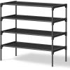 imageSONGMICS Shoe Rack 3Tier Shoe Storage Organizer SpaceSaving 117 x 165 x 191 Inches Entryway Metal Frame NonWoven Fabric Shelves Ink Black ULSH013BH01Ink Black