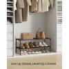 imageSONGMICS Shoe Rack 3Tier Shoe Storage Organizer SpaceSaving 117 x 165 x 191 Inches Entryway Metal Frame NonWoven Fabric Shelves Ink Black ULSH013BH01Ink Black