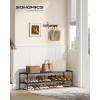 imageSONGMICS Shoe Rack 3Tier Shoe Storage Organizer SpaceSaving 117 x 165 x 191 Inches Entryway Metal Frame NonWoven Fabric Shelves Ink Black ULSH013BH01Ink Black