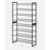 imageSONGMICS Shoe Rack 6Tier Shoe Organizer Metal Rack for Garage Set of 2 3Tier Stackable Shelf with Adjustable Flat or Angled Shelves 1824 Pairs Bronze ULMR03A2Charcoal Gray
