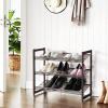 imageSONGMICS Shoe Rack 6Tier Shoe Organizer Metal Rack for Garage Set of 2 3Tier Stackable Shelf with Adjustable Flat or Angled Shelves 1824 Pairs Bronze ULMR03A2Bronze