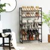 imageSONGMICS Shoe Rack 6Tier Shoe Organizer Metal Rack for Garage Set of 2 3Tier Stackable Shelf with Adjustable Flat or Angled Shelves 1824 Pairs Bronze ULMR03A2Bronze