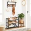 imageSONGMICS Shoe Rack 6Tier Shoe Organizer Metal Rack for Garage Set of 2 3Tier Stackable Shelf with Adjustable Flat or Angled Shelves 1824 Pairs Bronze ULMR03A2Charcoal Gray