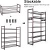 imageSONGMICS Shoe Rack 6Tier Shoe Organizer Metal Rack for Garage Set of 2 3Tier Stackable Shelf with Adjustable Flat or Angled Shelves 1824 Pairs Bronze ULMR03A2Bronze