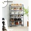 imageSONGMICS Shoe Rack 6Tier Shoe Organizer Metal Rack for Garage Set of 2 3Tier Stackable Shelf with Adjustable Flat or Angled Shelves 1824 Pairs Bronze ULMR03A2Charcoal Gray