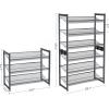 imageSONGMICS Shoe Rack 6Tier Shoe Organizer Metal Rack for Garage Set of 2 3Tier Stackable Shelf with Adjustable Flat or Angled Shelves 1824 Pairs Bronze ULMR03A2Charcoal Gray