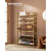 imageSONGMICS Shoe Rack 6Tier Shoe Organizer Metal Rack for Garage Set of 2 3Tier Stackable Shelf with Adjustable Flat or Angled Shelves 1824 Pairs Bronze ULMR03A2Pale Gold